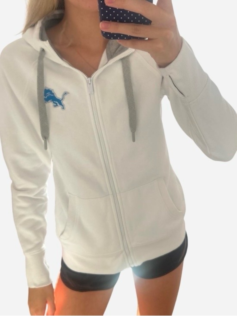 Antigua White and Gray Women's Zip Hoodie MEDIUM -Like New!